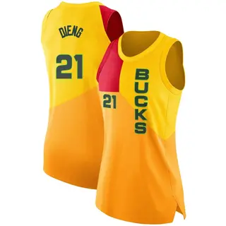 Women's Ousmane Dieng Milwaukee Bucks Yellow 2018/19 Jersey - City Edition - Swingman